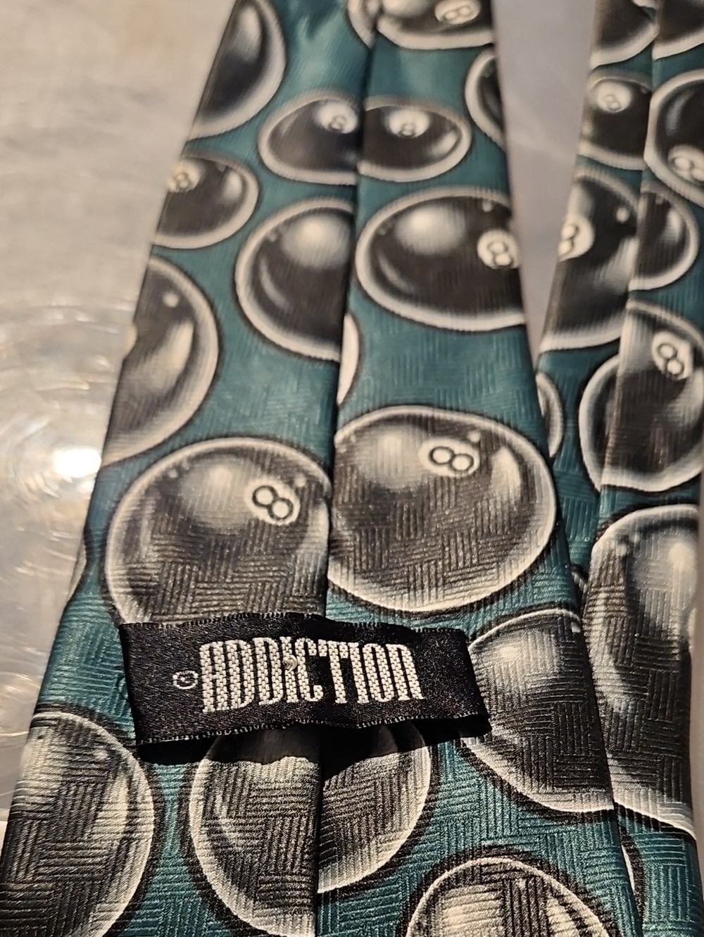 Addiction Greenand Black 8-Ball Pattern Tie V45